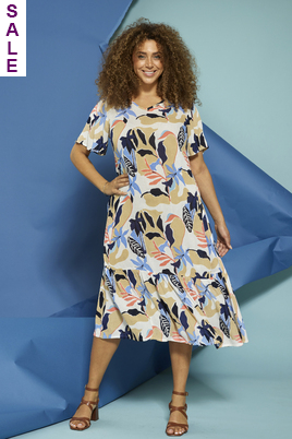 ZHENZI jurk Lyda print V hals