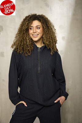 ZHENZI streep sweater trui rits