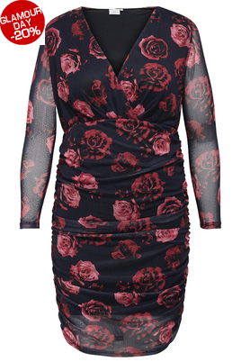 ONLY ECO jurk v-hals rozen print lm