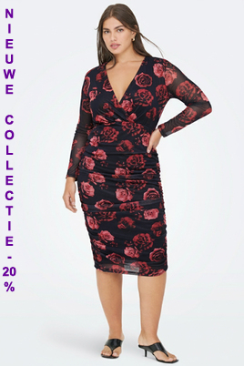 ONLY ECO jurk v-hals rozen print lm