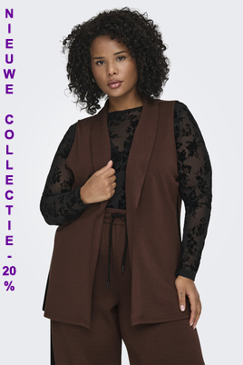 ONLY lange bruin gilet met zijbies