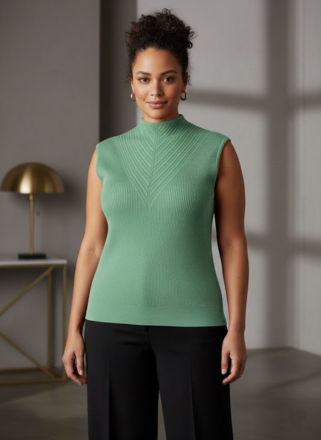 YESTA trui mouwloos V inbrei