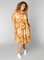 COLLETTA jurk travel print geel oran