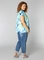 COLLETTA shirt V hals turquise print