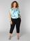 COLLETTA shirt V hals turquise print