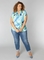 COLLETTA shirt V hals turquise print