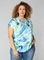 COLLETTA shirt V hals turquise print