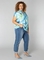 COLLETTA shirt V hals turquise print