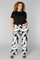 COLLETTA broek zwart wit travel prin