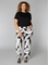 COLLETTA broek zwart wit travel prin
