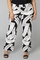 COLLETTA broek zwart wit travel prin