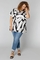 COLLETTA shirt zwart wit travel prin