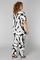 COLLETTA shirt zwart wit travel prin