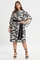 Mat Fashion jurk zwart wit print