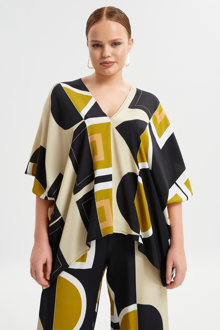 Mat Fashion blouse dubbele V hals