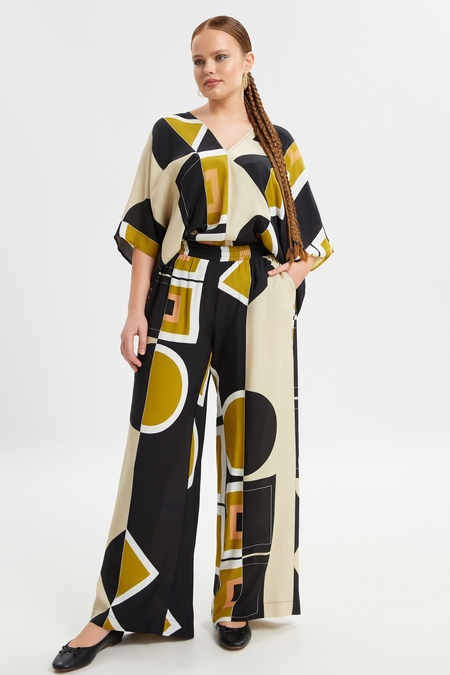 Mat Fashion broek halfwijd print