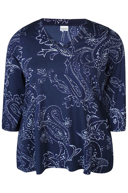 ZHENZI blouse V hals print