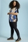 ZHENZI shirt print voor V hals