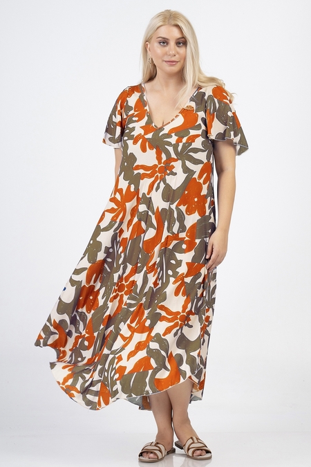 Curviss jurk wijd Vhals print