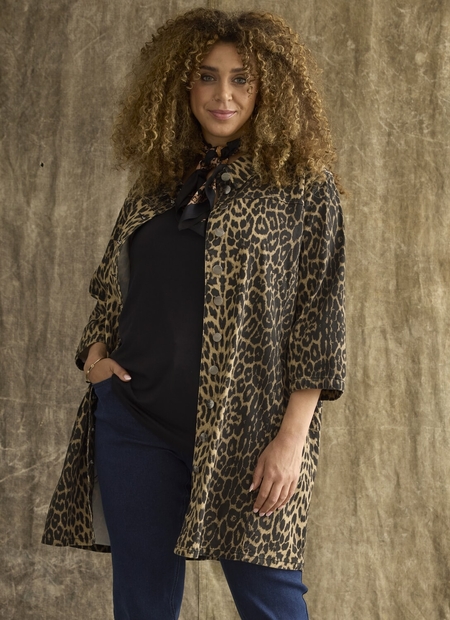 ZHENZI dierenprint blouse jas 3/4 mo