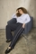 ZHENZI streep sweaterbroek met bies