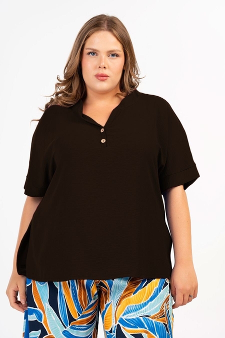 Curviss blouse V hals boordje