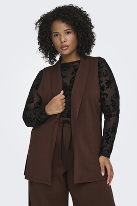 ONLY lange bruin gilet met zijbies