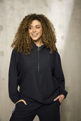 ZHENZI streep sweater trui rits