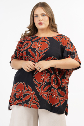 Curviss blouse wijd print