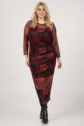 Curviss jurk mousse tricot prnt