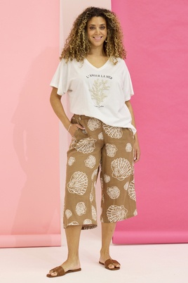 Zhenzi 3/4 broek schelp print