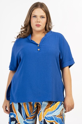 Curviss blouse V hals boordje