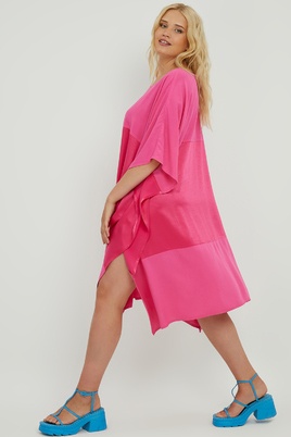 Mat fashion jurk wijd combi stof