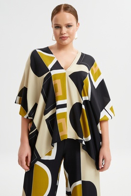 Mat Fashion blouse dubbele V hals