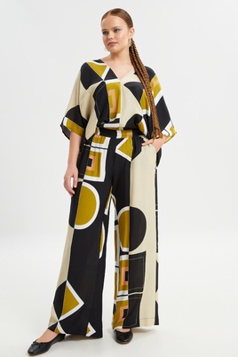 Mat Fashion broek halfwijd print
