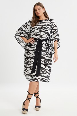 Mat Fashion jurk zwart wit print