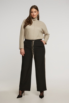 Mat fashion broek met bies