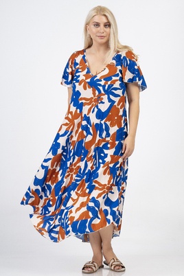 Curviss jurk wijd Vhals print