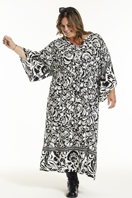 Gozzip maxi jurk kaftan zwart wit pr