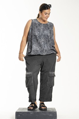 Gozzip Black singlet streep print