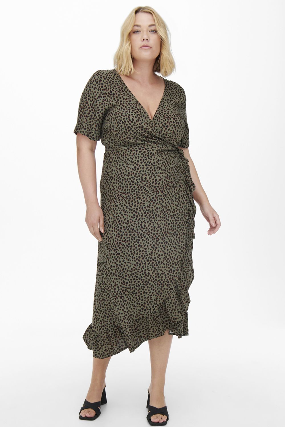 Voorzieningen Aubergine Pompeii Grote maten damesmode | MATELOOS | grote maten Designers :: Clothing ::  ONLY jurk overslag ruche CARFRIDA